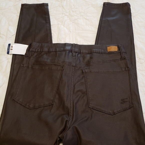 NWT Seven7 Coated Skinny Jeans Faux Leather Espresso Brown Size 12 RET. $79.00 - Picture 10 of 11